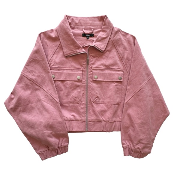 Lulu’s Chilling With You Rose Pink Bomber Jacket | LARGE NWT - Picture 6 of 11